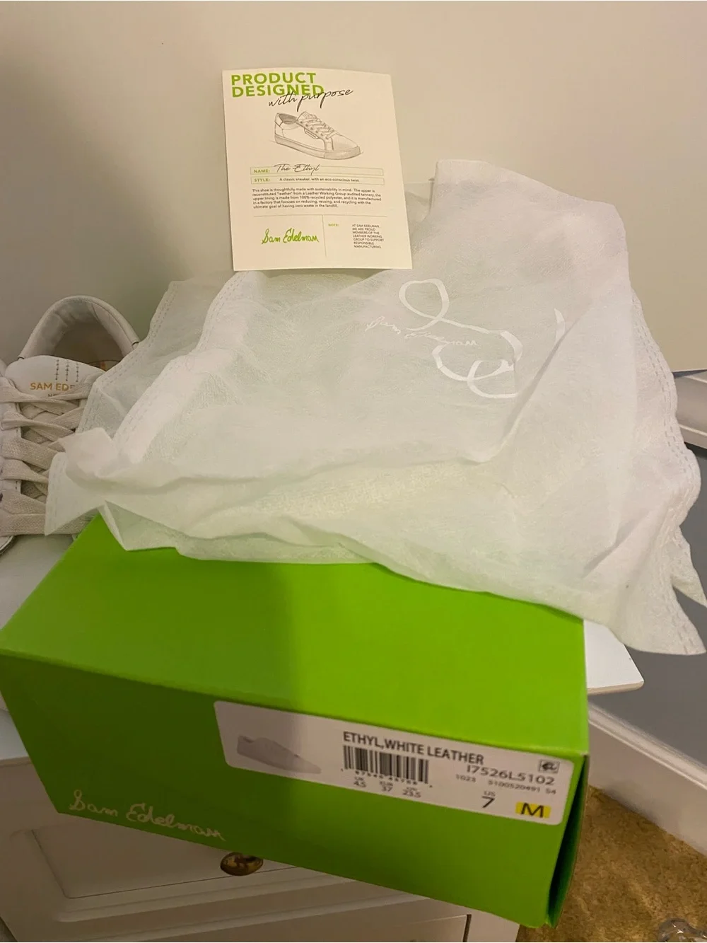 Sam Edelman White Leather Low-Top Sneakers